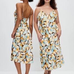 NWT Abercrombie & Fitch Satin Geometric Midi Dress Medium